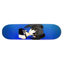 Anime Girl Blue Skateboard