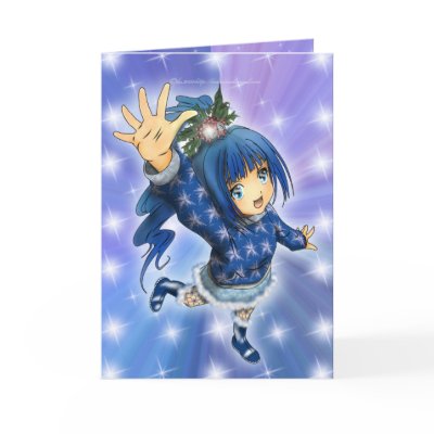 Anime Girl Holiday Greeting Greeting Cards by Rockangel1