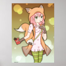 Anime Girl in Fox Cosplay Posters