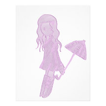 Anime Girl with Umbrella Customized Letterhead