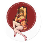 Anime/Manga Pinup Girl Round Stickers