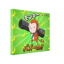 Anime Monkey with Rocket Launcher and Bananas Gallery Wrapped Canvas