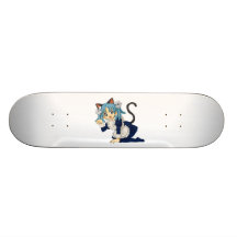 Anime Schoolgirl Cat on her Knees in Maid Dress Skate Deck