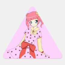 Anime Strawberry Dress Girl Triangle Stickers