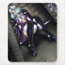 Anime Warrior Girl Mouse Pad