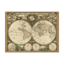 Anitque Vintage World Map Postcards