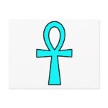 Ankh Egyptian Hieroglyphic Cross Key Life Blue Post Card