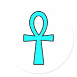 Ankh Egyptian Hieroglyphic Cross Key Life Blue Stickers