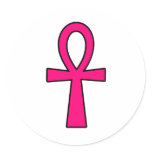 Ankh Egyptian Hieroglyphic Cross Key Life Pink Sticker