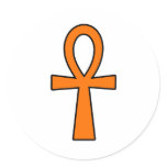Ankh Egyptian Hieroglyphic Symbols Life Key Orange Sticker