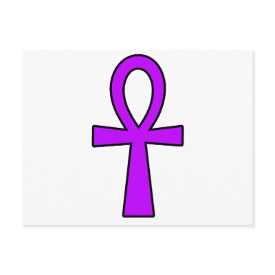 Ankh Egyptian Hieroglyphic Symbols Life Key Purple Postcards by inquester