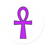 Ankh Egyptian Hieroglyphic Symbols Life Key Purple Round Sticker