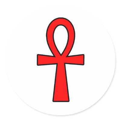 Ankh Egyptian Hieroglyphic Symbols Life Key Red Round Stickers by inquester