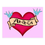 Anna - Custom Heart Tattoo T-shirts & Gifts Postcard