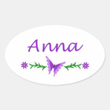 Anna (Purple Butterfly) Oval Sticker