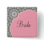 AnnaLiese Damask - Pink n Grey Bridal Party Button