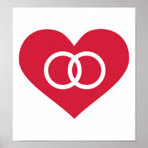 Anneaux de mariage rouges de coeur affiches