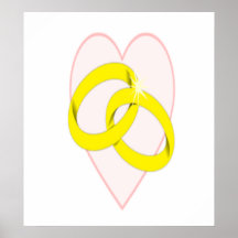 Anneaux et coeur de mariage entrelacés posters