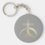 Anneaux et croix de mariage d'or porte-clé
