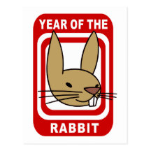 Année chinoise du cadeau de lapin carte postale