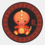 Année chinoise fleurie des autocollants de dragon