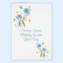 Anniversaire bleu de jardin d'agrément cartes