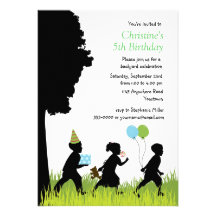 Anniversaire de jardin de la silhouette des enfant faire-part personnalisé
