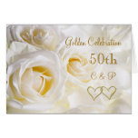 Anniversaire de mariage de roses blancs cinquantiè carte de vœux