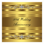 Anniversaire de mariage d'or d'or élégant cinquant invitations personnalisées