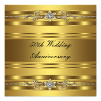 Anniversaire de mariage d'or d'or élégant cinquant invitations