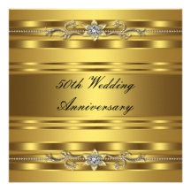 Anniversaire de mariage d'or d'or élégant cinquant invitations personnalisées