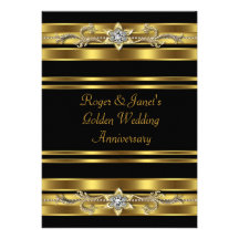 Anniversaire de mariage élégant de diamants d'or c cartons d'invitation