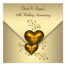 Anniversaire de mariage élégant d'or cinquantième  invitations personnalisées