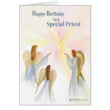 Anniversaire de prêtre, anges religieux carte