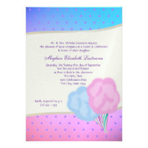 Anniversaire de sweet sixteen de sucrerie de coton invitations personnalisées