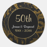 Anniversaire d'or de damassé cinquantième - person adhésif rond