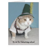 Anniversaire drôle d'Allemand de chat Cartes De Vœux