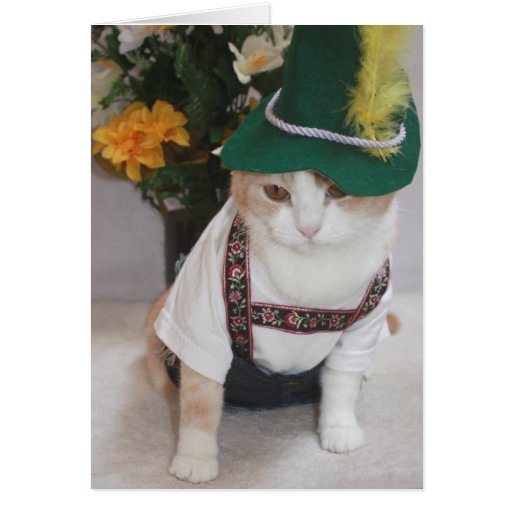 Anniversaire drôle d'Allemand de chat Cartes De Vœux