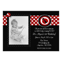 Anniversaire Inviation de photo de coccinelle Invitations Personnalisées