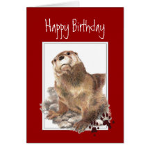 Anniversaire, loutre significative, animal drôle cartes de vœux