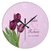 Anniversaire pourpre de tulipes pendule