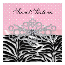 Anniversaire rose de sweet sixteen de zèbre de dia faire-part