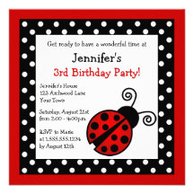 Anniversaire rouge de coccinelle - pois noir et bl invitation personnalisable