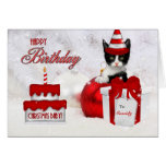 Anniversaire sur le chat et le gâteau de jour de N Cartes De Vœux