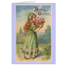 Anniversaire victorien de cru de roses de fille cartes