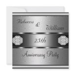 Anniversary 25th Elegant Roll Silver Party invitations