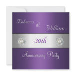 Anniversary 30th Elegant Purple & Pearl Jewel Custom Invites