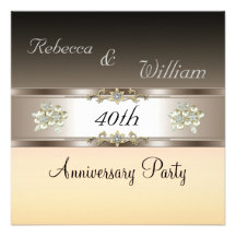 Anniversary 40th Elegant Cream Biege Invite