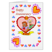 Anniversary card 40th Ruby