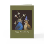 Anniversary card with indigo buntings
